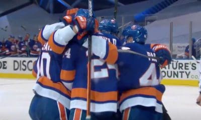 New York Islanders celebrate goal