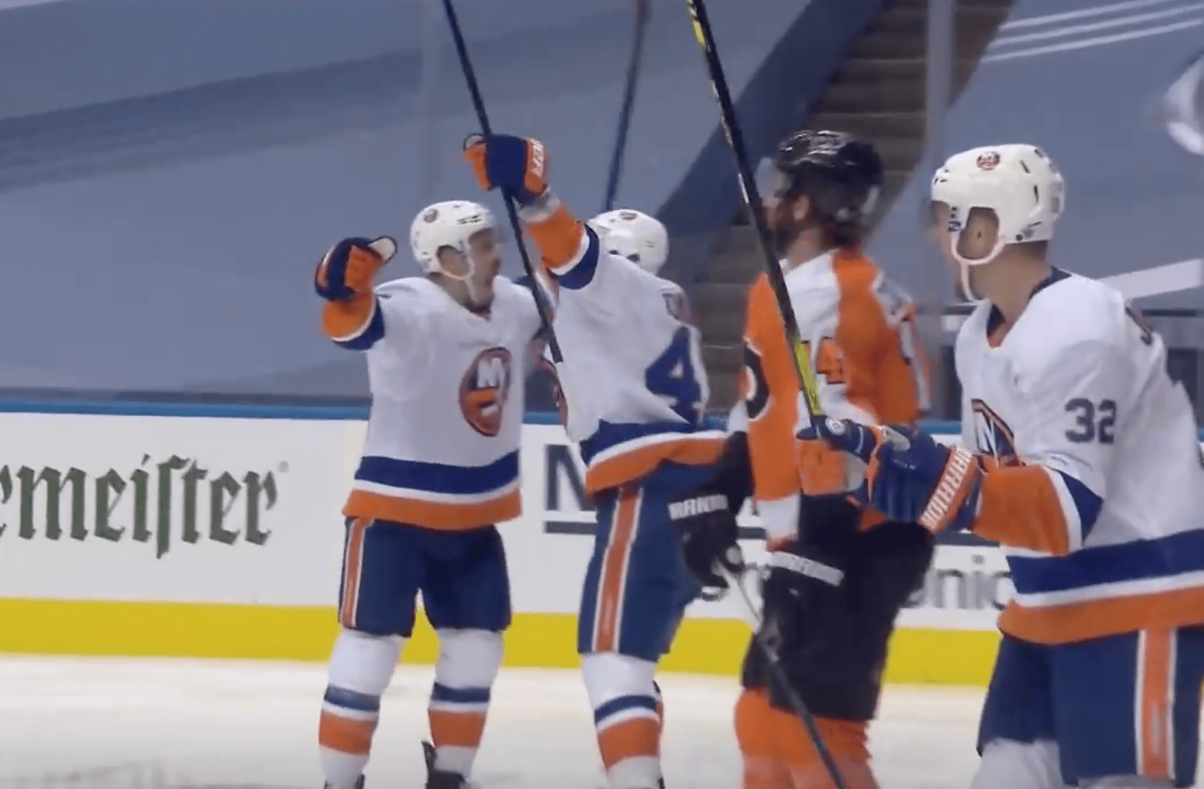 New York Islanders celebrate goal