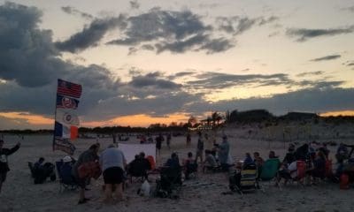 New York Islanders fans on the beach