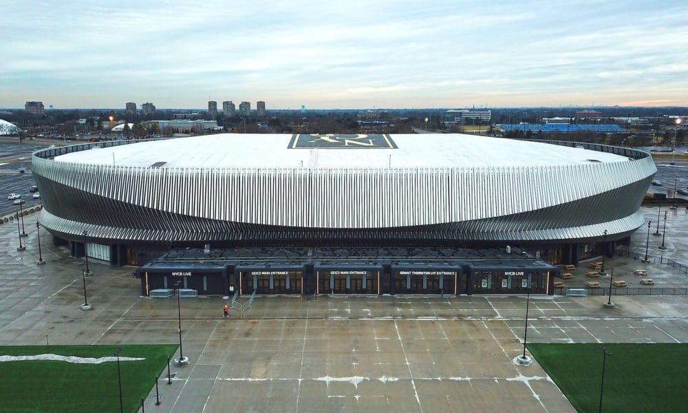 An external view of the NHL New York Islanders home arena