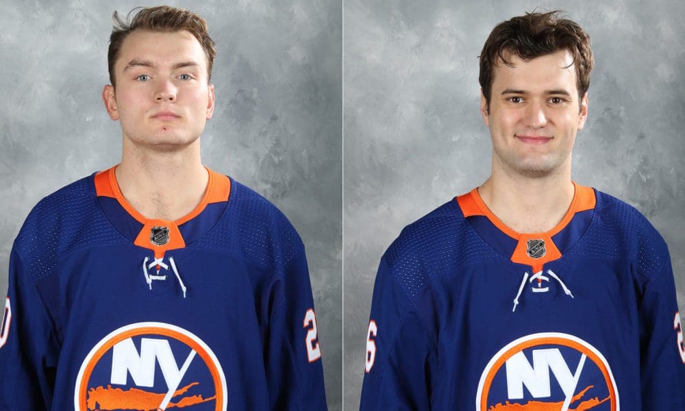 New York Islanders Kieffer Bellows and Oliver Wahlstrom