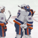 New York Islanders celebrate Sorokin win