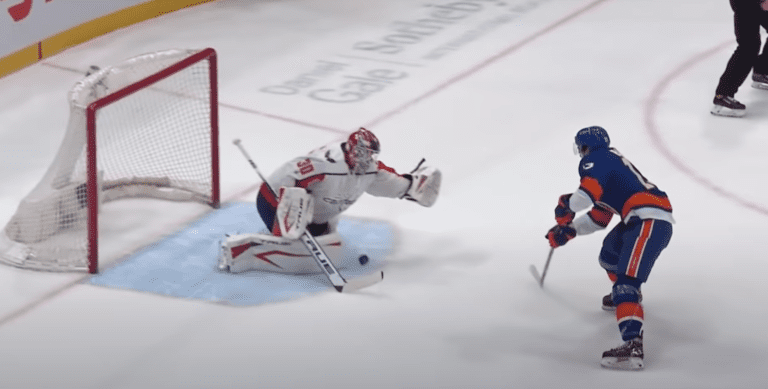 Mathew Barzal stopped on breakaway