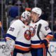 New York Islanders captain Anders Lee hugging netminder Ilya Sorokin after 5-2 win over St. Louis Blues (Courtesy of New York Islanders Instagram)