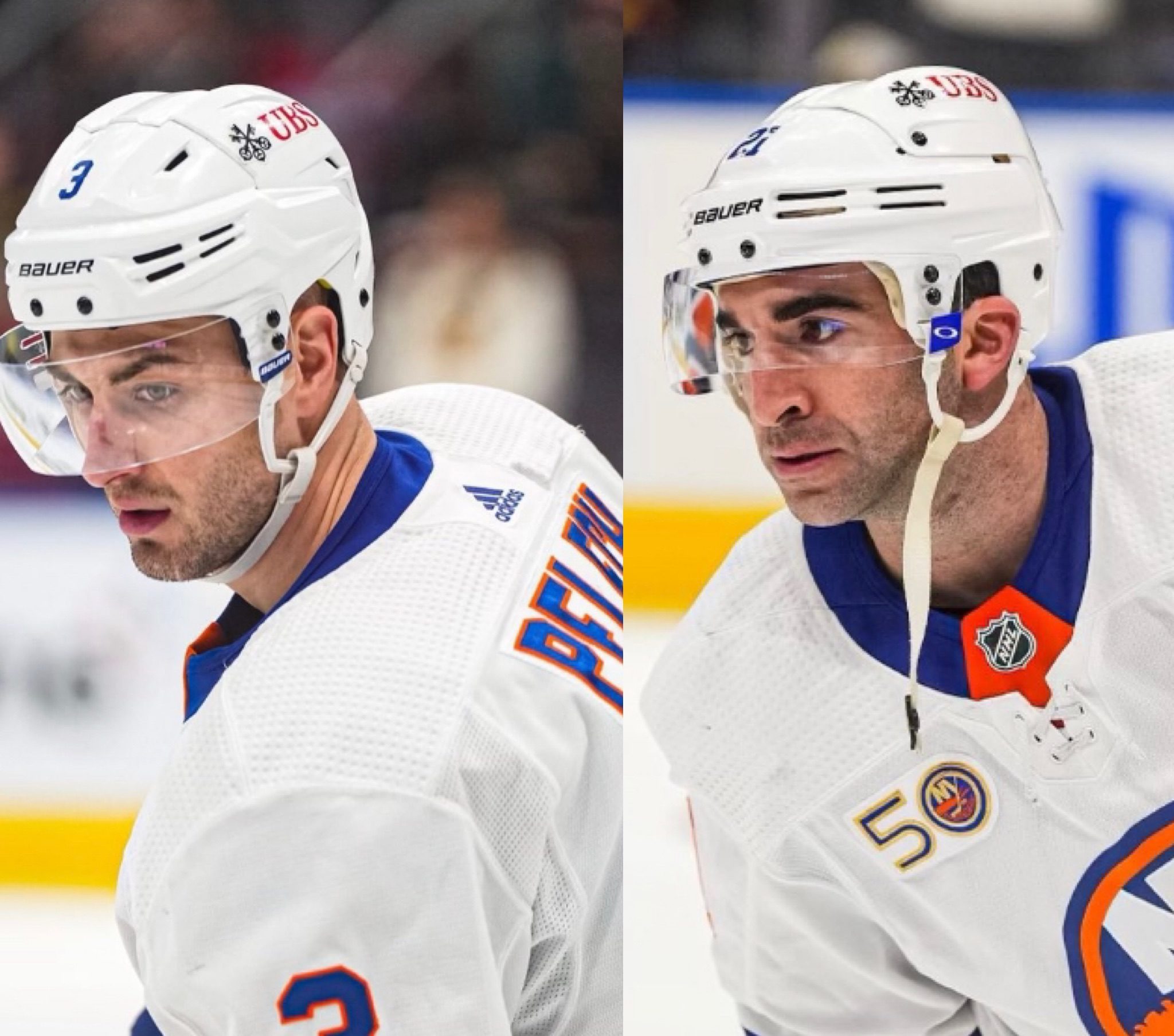 New York Islanders Adam Pelech and Kyle Palmieri (Photos courtesy of New York Islanders Twitter)