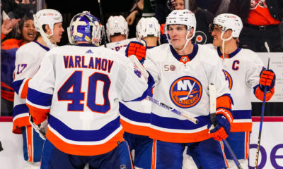 New York Islanders Bo Horvat and Semyon Varlamov (Photo courtesy of New York Islanders Twitter)