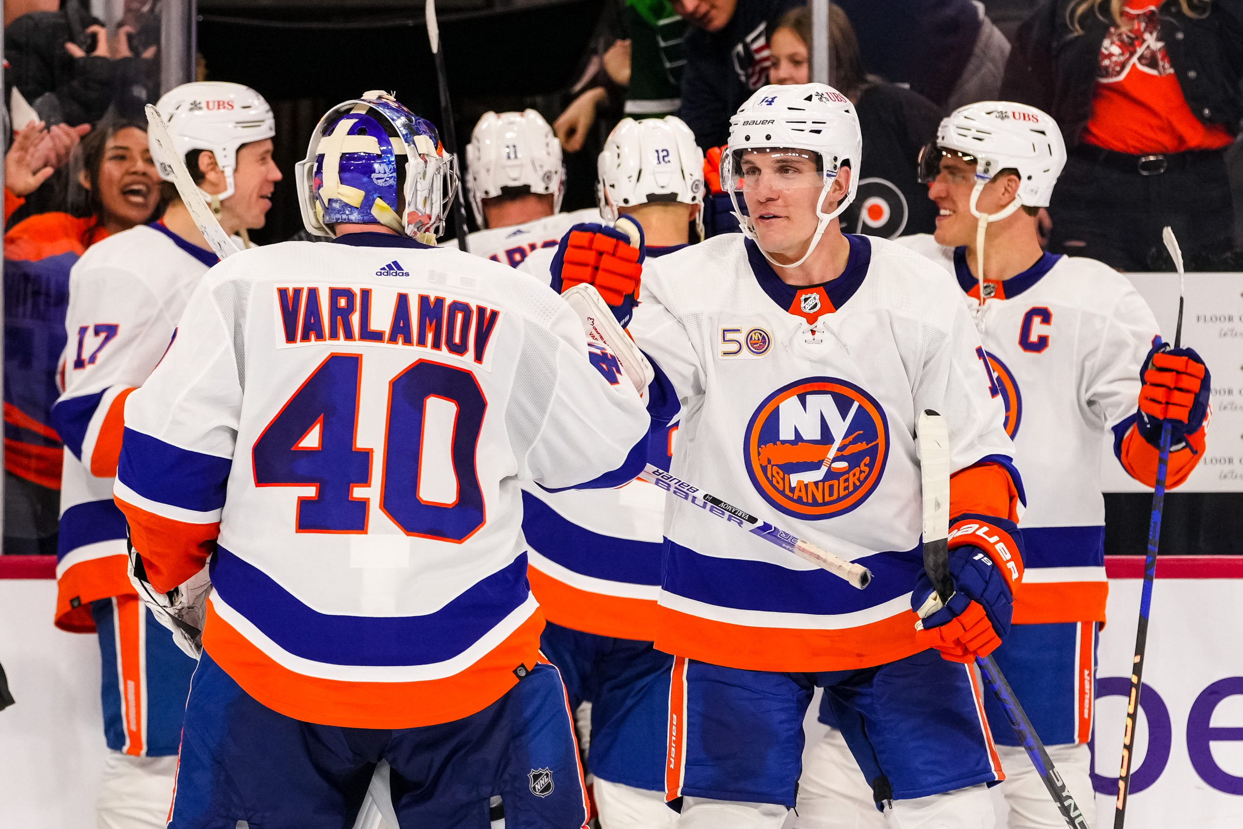 New York Islanders Bo Horvat and Semyon Varlamov (Photo courtesy of New York Islanders Twitter)
